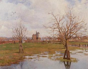 Camille Pissarro : Landscape with Flooded Fields